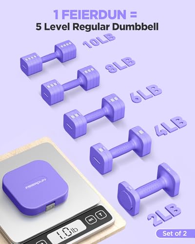 Image of FEIERDUN DB3 5-in-1 Adjustable Dumbbell Set of 2, 12LBS /20LBS Hand Weights for Women, Men, 1s-Adjust Dual-Stable Dumbbell Set for Women Home Gym & Outdoor