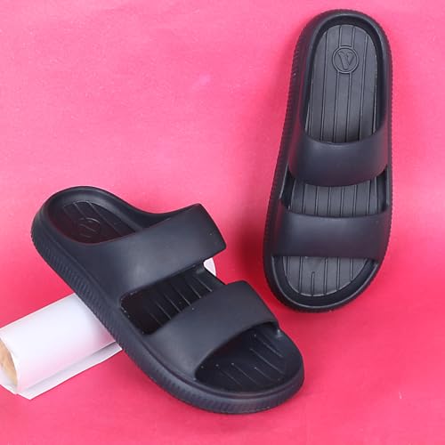 Image of Aqualite Men's Slides Slippers | Slip-On Comfort Flipflop Flat Base, Anti-Skid Sole & Lightweight | Casual Home & Outdoor Sandal for Men