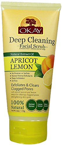 OKAY | Apricot & Lemon Facial Scrub | Deep Exfoliation | Leaves Skin Refreshed | With Natural Extract | Free of Alcohol, Sulfate, Paraben | 6 oz