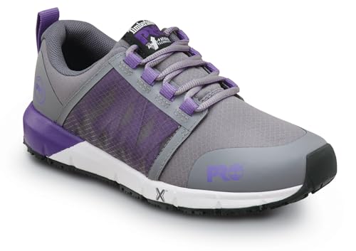 Timberland PRO Timberland PRO Radius, Women's, Steel Grey/Royal Purple, Soft Toe, EH, MaxTrax Slip Resistant, Athletic, Work Shoe (7.5 W)