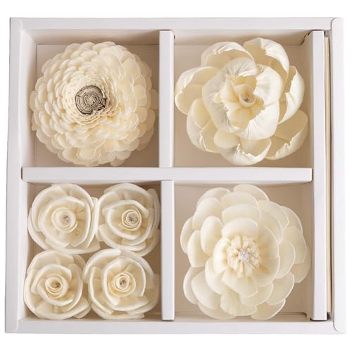 Set de 7 varillas con flores de madera para difusor ambiental miniatura 1