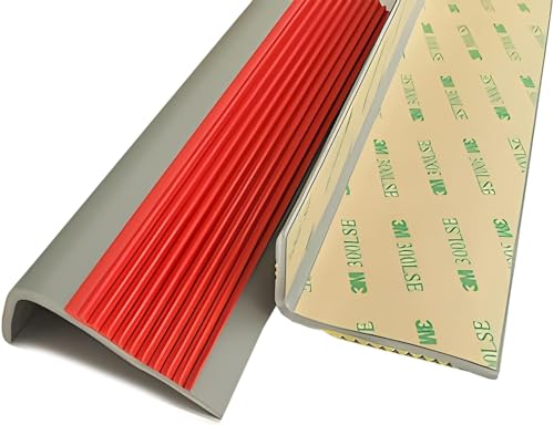 Protector de borde de escalera de goma en forma de L para peldaños de madera 120cm Rojo 2