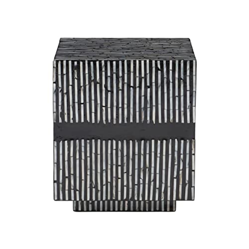 Linon Black Stripe Maura Capiz Cube Accent Table #TOP1