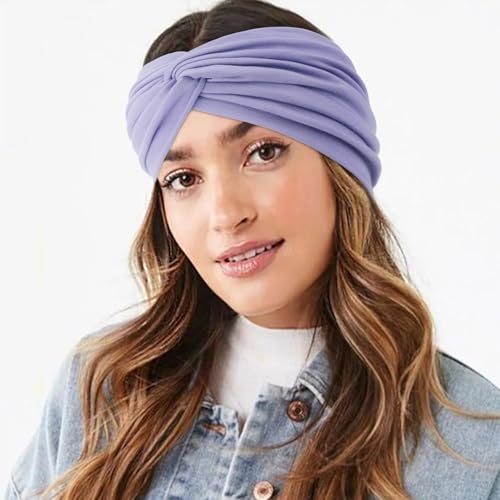 Image of DRESHOW 4 Pack Turban Headbands for Women Wide Vintage Head Wraps Knotted Cute Hair Band Accessories
