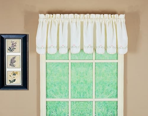Today's Curtain, Forget-Me-Not Valance 14", Ecru/Rose, 60" W x 14" L by Today's Curtain - Used condition - US$15.21