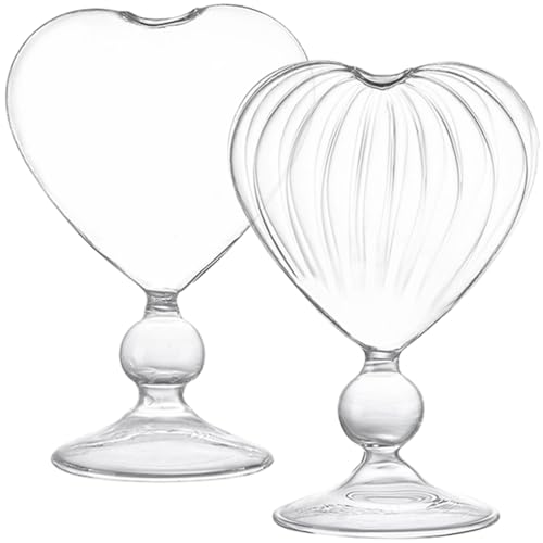 PLAFOPE Heart-Shaped Cocktail Glasses Set 2 Pcs 7.1Oz Romantic Wine Goblets for Home Bar Parties Weddings Unique Glassware