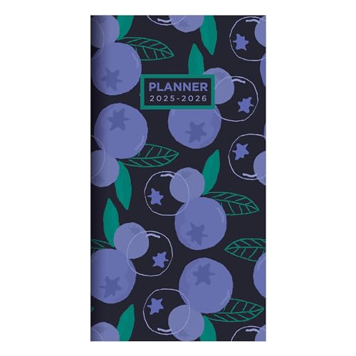 TF PUBLISHING 2025-2026 Blueberry 2-Year Small Monthly Pocket Planner - 2-Page Large Calendar Grid and Lined Notes Section in Back - Monthly Day Planner for Purse - 3.5' x 6.5'