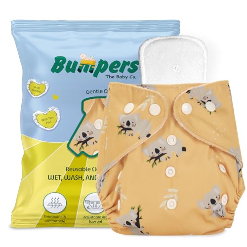 Image of Bumpers Premium & Ultra Soft Reusable Cloth Diaper with Insert Pad | Extra Absorbant, Washable, Waterproof & Adjustable cloth diaper for babies /Kids, 3M-3Years (Pack of 1, Free size, Beige)