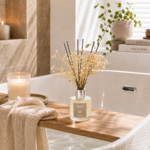 Image of Airkeep Reed Diffuser Set,3.38 fl oz (100 ml) - Clean Linen Oil Diffusers with 8 Reed Sticks,Home Fragrance Reed Diffuser for Bathroom Shelf Decor
