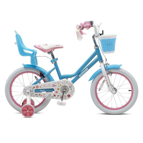 Image of ACEGER Girls Bike with Basket for Ages 2-12 Years Old Kids, 12 14 16 18 Inch with Training Wheels,Princess Style with Streamers, Handbrake & Coaster Brake,Multiple Colors.
