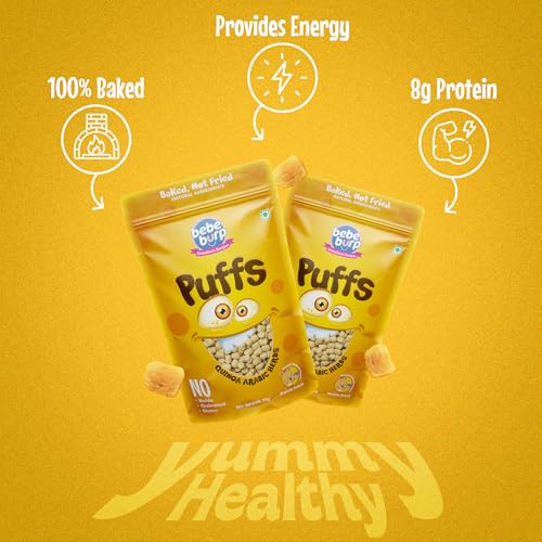 Image of BE'BE' BURP Healthy Puff Snacks | Quinoa Arabic Herbs | Baked Puffs, Not Fried, Protein Snacks | No Maida & Gluten-Free | Travel-Friendly | 35gms Each (Pack of 4)