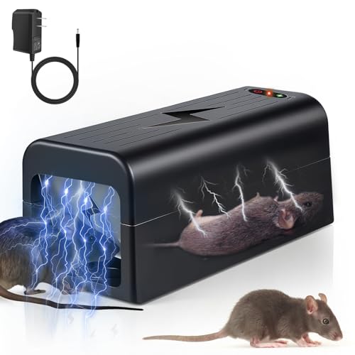 2026 Upgraded Electric Mouse Trap Zapper, Reusable Electronic Rat Trap Indoor for Home, No-Touch Mice Zapper with High Voltage, Humane Rodent Traps for Attic, Kitchen, Garage(Black)