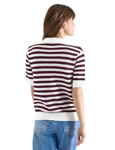 Polo rayé en maille Cecil couleur sweet grape red taille XL