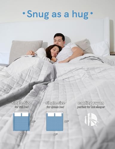 Image of YnM Cooling Weighted Blanket for Adults, Cooling & Cozy Velvet Dual-Sided, 15lbs Heavy Bed Throw for One Person of 140lbs, Four Seasons Use (60x80 Inches, Queen Bed, Dark /Light Grey)