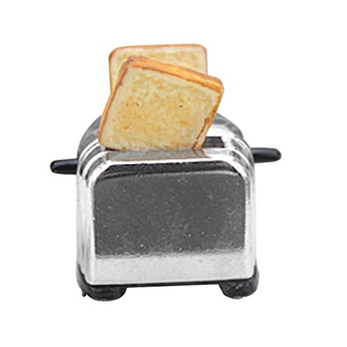 Flosky Doll House Miniature Toaster Bread Machine with Toast Kitchen Cookware Mini Accessories