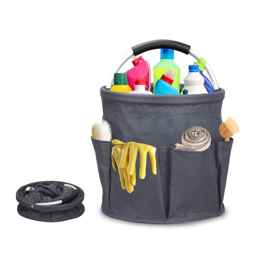 mumisuto Cesta De Limpieza Con Manija,Organizador De Limpieza De Múltiples Bolsillos De Tela Oxford,Almacenamiento De Productos Para El Hogar Plegable,Bolsa De Limpieza De Cesta Para Hogar Impermeable