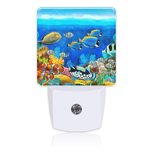 Image of Colorful Seabed Coral Reef Night Light for Kids, LED Night Light Plug into Wall with Dusk to Dawn Sensor for Girls Boys Women Men Room Decor, Hallway, Kitchen, Bathroom, Nursery, Stairs