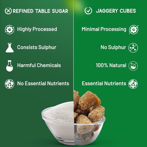 Image of Sweetch Natural Cane Jaggery Cubes 500gm Each Jar Healthy Sugar Substitute, Desi Gud Bites Size Small | Helps in Digestion | Traditional Sweetener | Sugarcane Jaggery, Gur (Pack of 2)