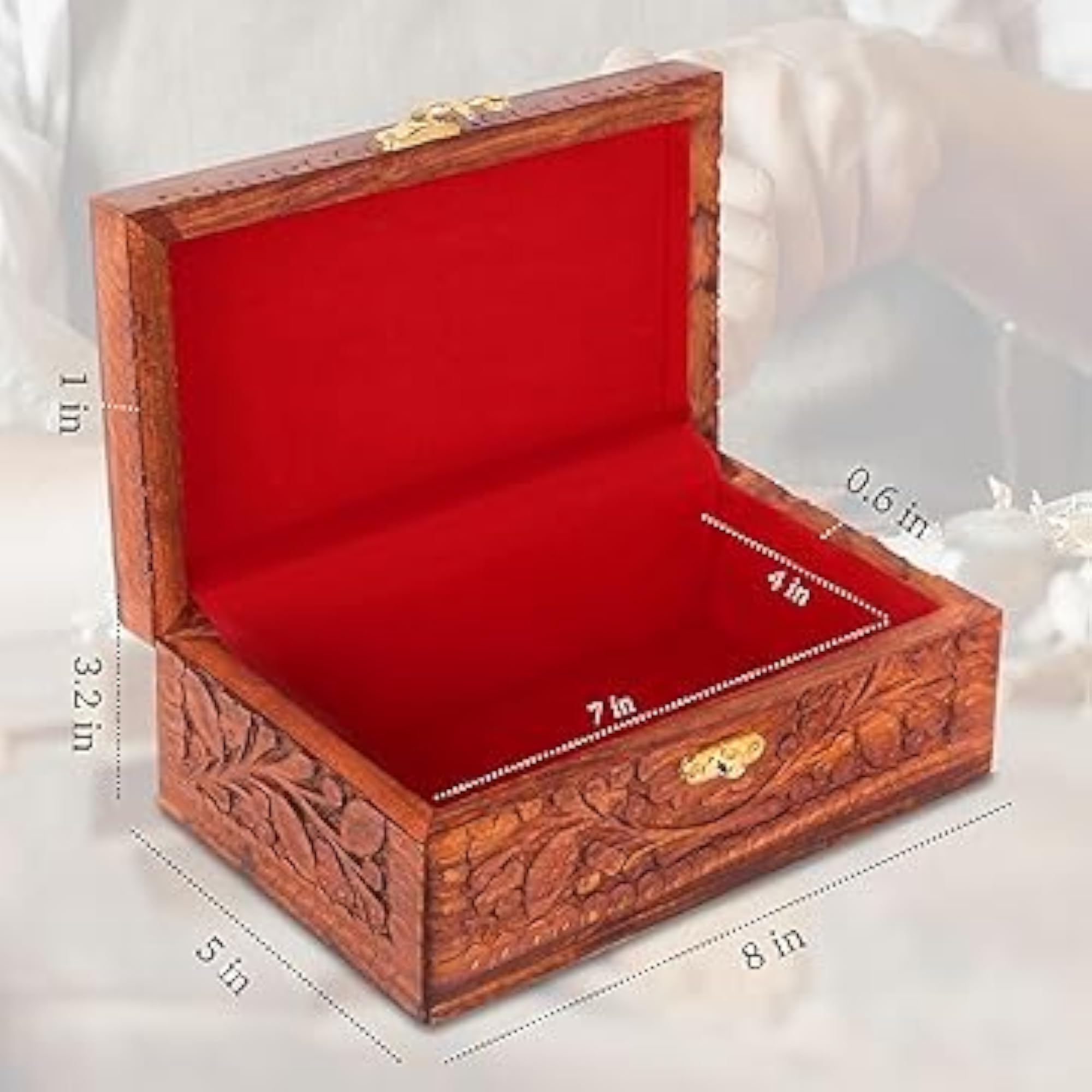 Handmade Wooden Jewellery Box with Brass Work
