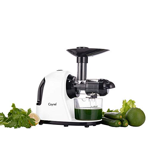 Caynel Slow Masticating Juicer with Quiet Motor, Slow Speed Juice Machine for High Nutrient Juice, Easy to Clean, With Safe Lock, Safe Chute, Reserve Function, Perfect for Wheatgrass