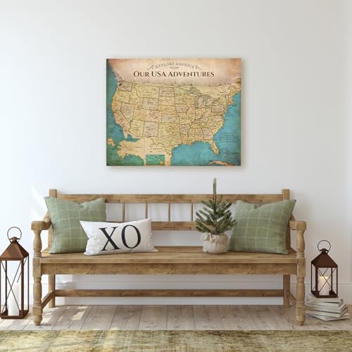 Image of DECORARTS - Antique Vintage USA Map Canvas Wall Art, Old United States Maps for Wall, Hand-Stretched Giclee Print, Living Room Bedroom Office Home Decor, Ready to Hang, Handcrafted in USA, 20x16''
