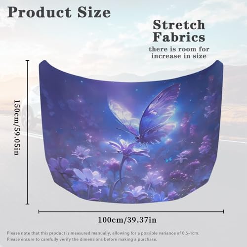 Image of Waterproof Car Cover Purple Butterfly and Flower Car Hood Cover Suitable for Auto Car Truck, Van, SUV, Pickup