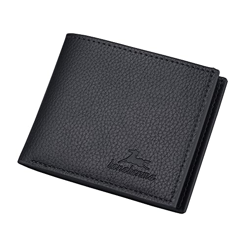 MUFANDUO Slim Wallet for Men with Coin Purse, Minimalist Wallet with Zipper, Bifold Mens Wallets with Credit Card Holder, PU Leather Men's Wallet with Money Clip, Carteras Para Hombres (BLACK)