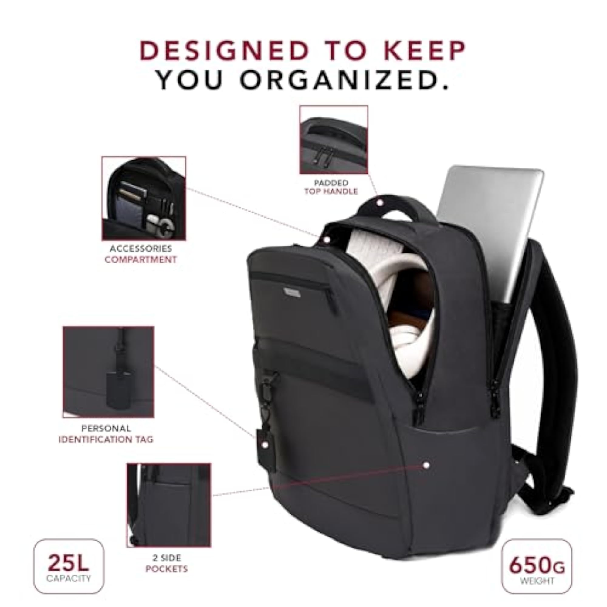 Travel Pro Series 25L Laptop Backpack, Water-Resistant