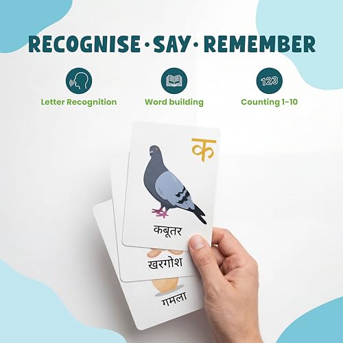 Image of Hindi Varnmala | 27 Laminated Anti-Glare Flash Cards | Montessori Inspired Fun & Easy to Learn Toys for Kids