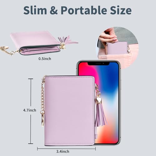 Image of Gostwo Small Wallets for Women, Stylish Womens Wallet with ID Window, Zippered Coin Pocket and Tassel. Cute RFID Wallet for Women, ideal for Teen Girls, Commuters, and Women for Daily Use