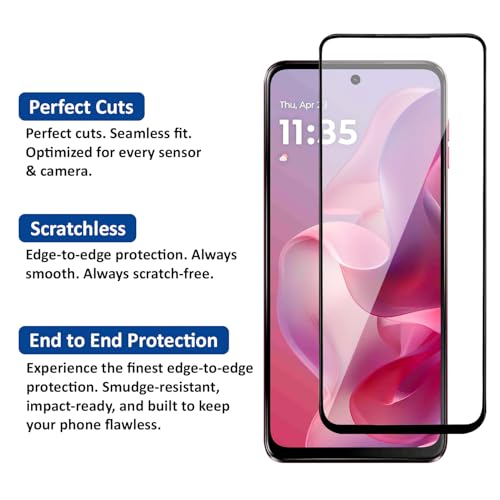 Image of AIBEX Military-Grade Tempered Glass Screen Protector Compatible for Motorola Moto G34 5G / Motorola Moto G45 5G with Edge to Edge Coverage and Easy Installation kit
