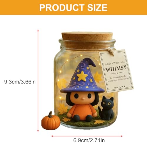 Tarro de sombrero de bruja de Halloween de resina artesanal para guardar dulces 5