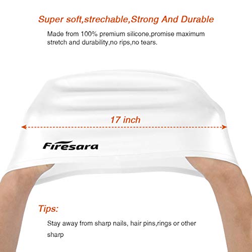 Swim Cap, Firesara Original Updated Swimming Cap 3D Ergonomic Design Comfortable Durable Ear Protection For Women Kids Adults Men Boys Girls For Long Or Short Hair With Nose Clip And Ear Plugs (White) #TOP5