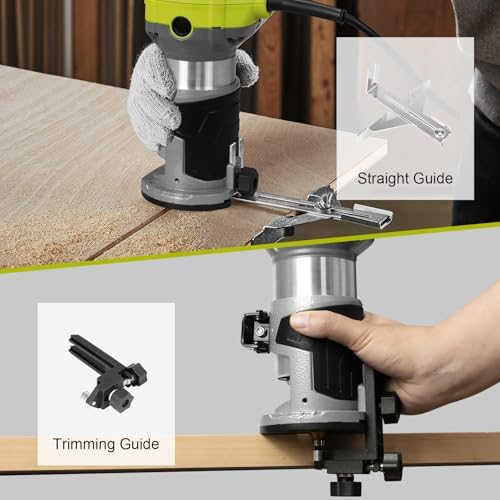 Bild 4 - DEWINNER Router 710W Edge Router 13000-33000 RPM 6 Speed Levels 3 Clamps 1/4" and 8mm Professional Laminator with 15 Pieces Carbide Cutter Set