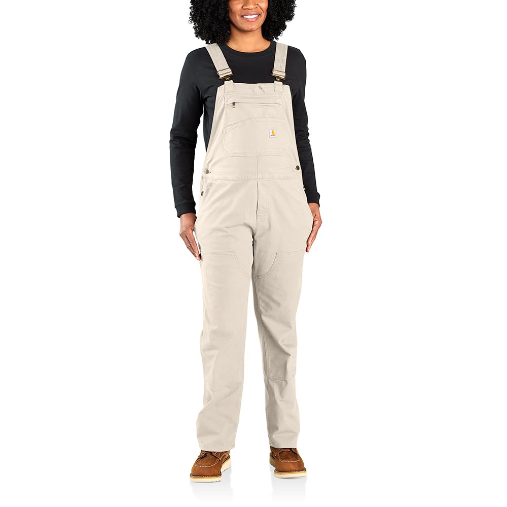 Carhartt Womens Rugged Flex Loose Fit Canvas Bib Overall, Natural, XL
