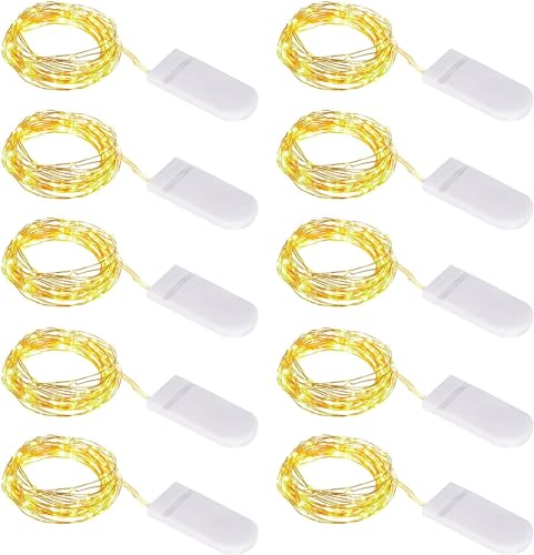ZWOOS LED Drahtlichterkette Mit Batterie, 1M 10 Micro LEDs Kupfer...