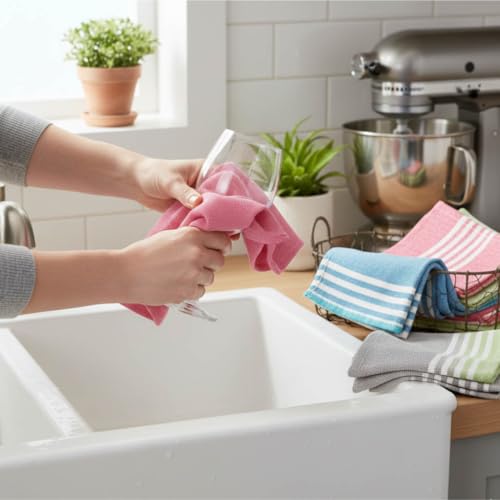 Image of Dishcloths 15 pcs 12x16 Inches | Bulk Cotton Kitchen Cleaning Dish Cloths | Scrubbing Wash Cloth Sets | Multipurpose Cloth | 100% Cotton.