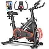 Exercise Bike, Adjustable Magnetic Resistance Stationary Bikes for Home with App Compatible, Indoor Cycling Bike with 350LBS Weight Capacity Comfortable Seat, Digital Monitor & Phone Mount