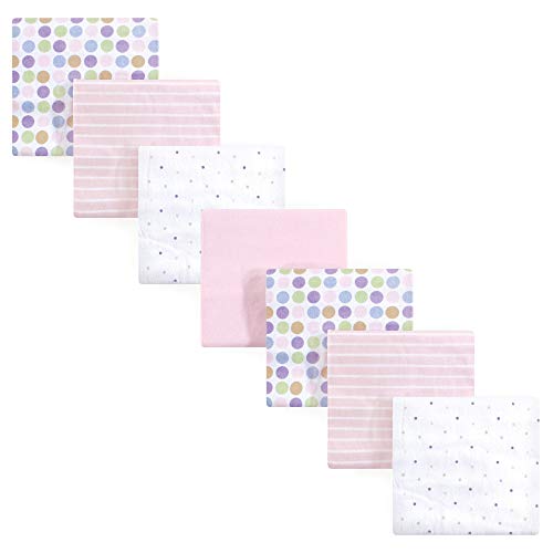 Image of Luvable Friends Unisex Baby Cotton Flannel Receiving Blankets, Pink Stripe 7-Pack, One Size