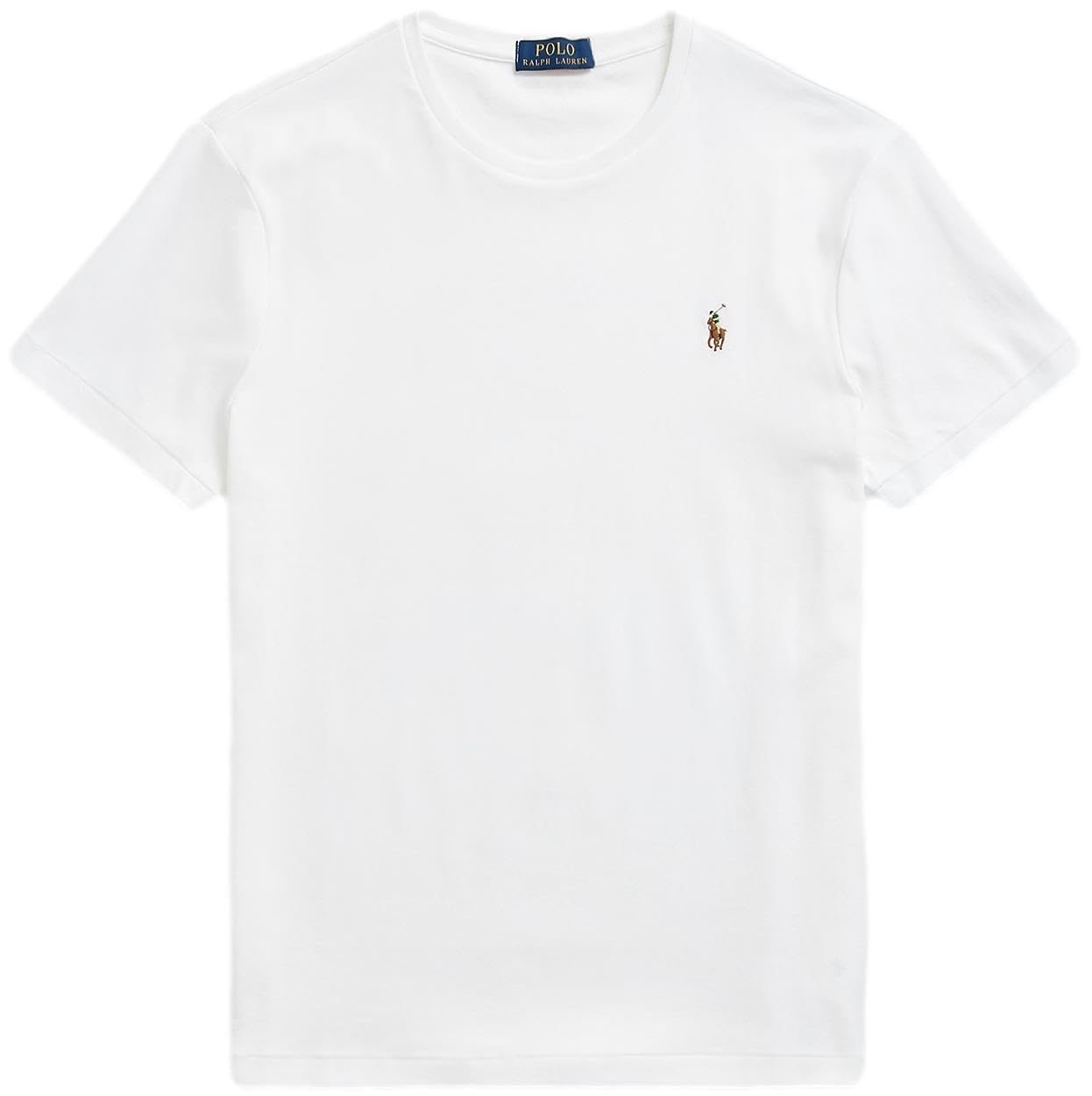 POLO RALPH LAUREN Men's Jersey Short Sleeve Tee, Rl White Multi-colored Pony., Medium