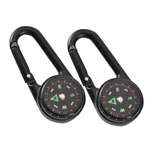 2 piezas brújula con mosquetón mini portátil para camping miniatura 1