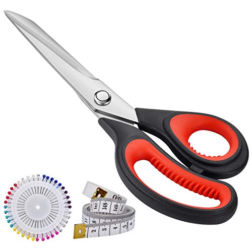 Premium Tailor Scissors, Stainless Steel Sewing Scissors, Cutting Fabric Heavy Duty Scissors, Industrial Sharp Sewing Shears, Scissors for Home Office Artists Crafts Dressmakers (9.5IN)