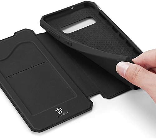 DUX DUCIS Case for Samsung Galaxy S10, Premium Leather Magnetic Closure Flip Case Compatible with Samsung Galaxy S10 Cover (Black)