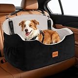KYG Dog Car Seat for Large Medium Dogs up to 55 lbs or 2 Small Dogs, Memory Foam Booster Seat with Thick Cushion, Water-Resistant & Detachable Washable Cover, Pet Car Seat for Back, 2 Safety Leashes