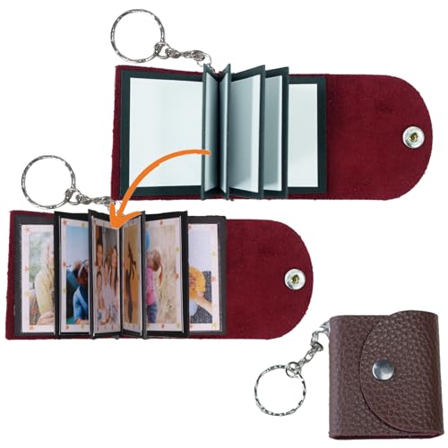 Mini-Fotoalbum mit Schlüsselanhänger, DIY Kleines, benutzerdefiniertes Leder-Fotogedächtnis, Schlüsselring Bild Schlüsselanhänger, Personalized Kleines Taschen Foto-Schlüssel Zubehör für Familie,Paare