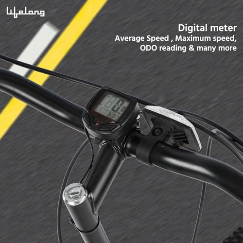 Image of Lifelong Gear Cycle for Men & Women MTB 26T with Dual Disc Brake - MultiSpeed 7-Gear Bicycle - Front Suspension Fork - Mountain Bike Ideal for 15 Years + Adults Upto Height 5 ft 5 inches (White)