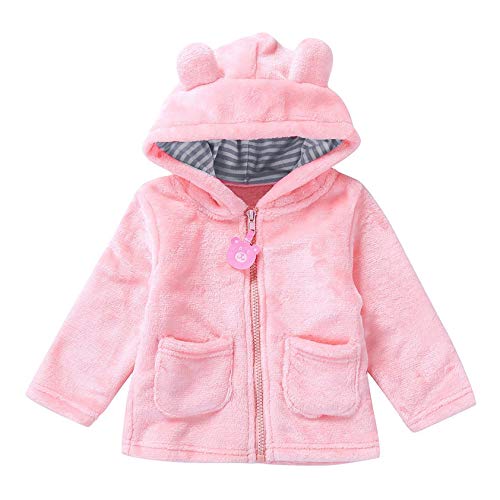 Baby Girls Winter Fall Coat Snowsuit,Toddler Christmas Long Sleeves Keep Warm Hooded Fleece Jacket Clothes Outerwear (Pink, 6-12 Months)
