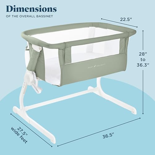 Image of Baby Delight Beside Me Dreamer Bassinet | Bedside Sleeper & Baby Bassinet | 8-Position Height Adjustment | 100% GOTS Certified Organic Cotton Fabric | Organic Sage