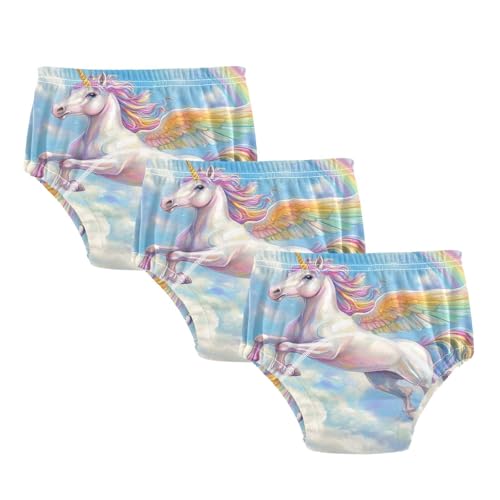 Coikll Cute Rainbow Horse Toddler Training Underwear Waterproof Baby Pee Pants -2T