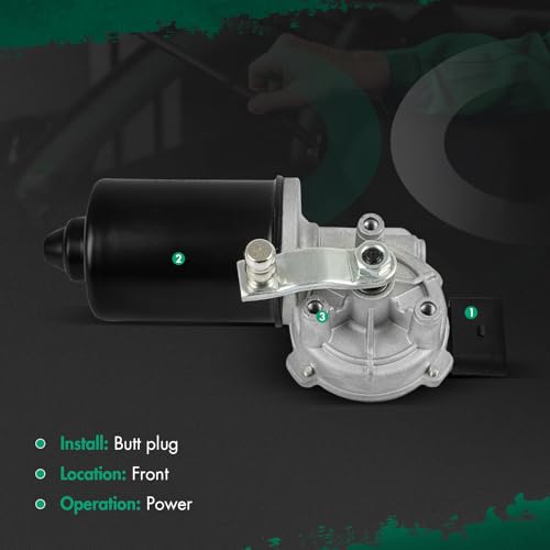 Image of SCITOO Windshield Wiper Motor Fits For 2002-2006 for Volkswagen Golf, Replacement OE# 1J0955119A,1J1955113C,1J1955113A,1J1955113B, 4 - Pin, Front Side
